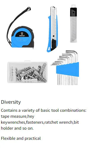 DEKO 126-Piece Drill Set – 8V Blue Cordless Drill & Hand Tool Kit for Home, Ideal for Women
