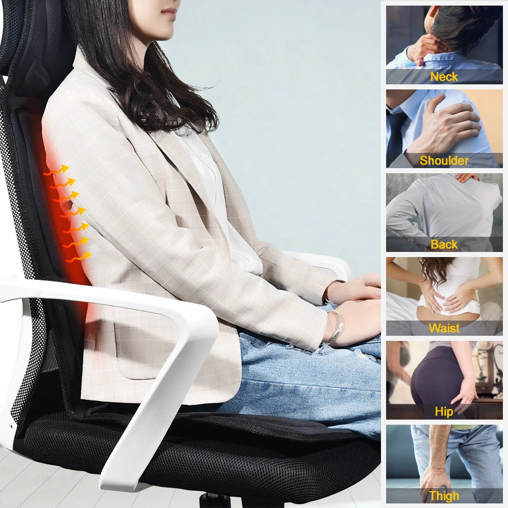 Electric Full-Body Massage Chair Cushion | Infrared Heating Vibrator for Back, Neck & Lumbar – Car, Home, Office