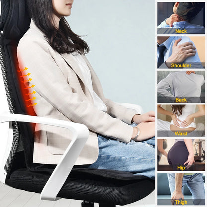 Electric Full-Body Massage Chair Cushion | Infrared Heating Vibrator for Back, Neck & Lumbar – Car, Home, Office