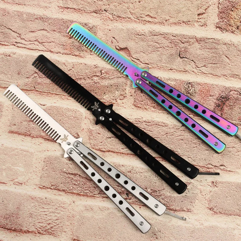 Butterfly Folding Comb for Men - Portable Metal Tip Comb, Convenient Carry Design
