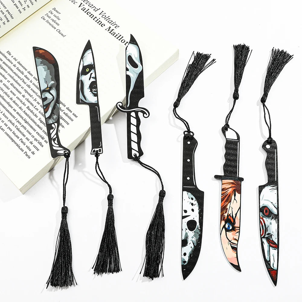 Anime Horror Killer Fruit Knife Series Bookmarks - Acrylic Bookmarks for Fans and Book Lovers, Ideal as Reading Markers