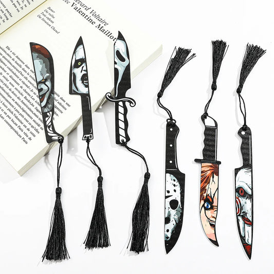 Anime Horror Killer Fruit Knife Series Bookmarks - Acrylic Bookmarks for Fans and Book Lovers, Ideal as Reading Markers
