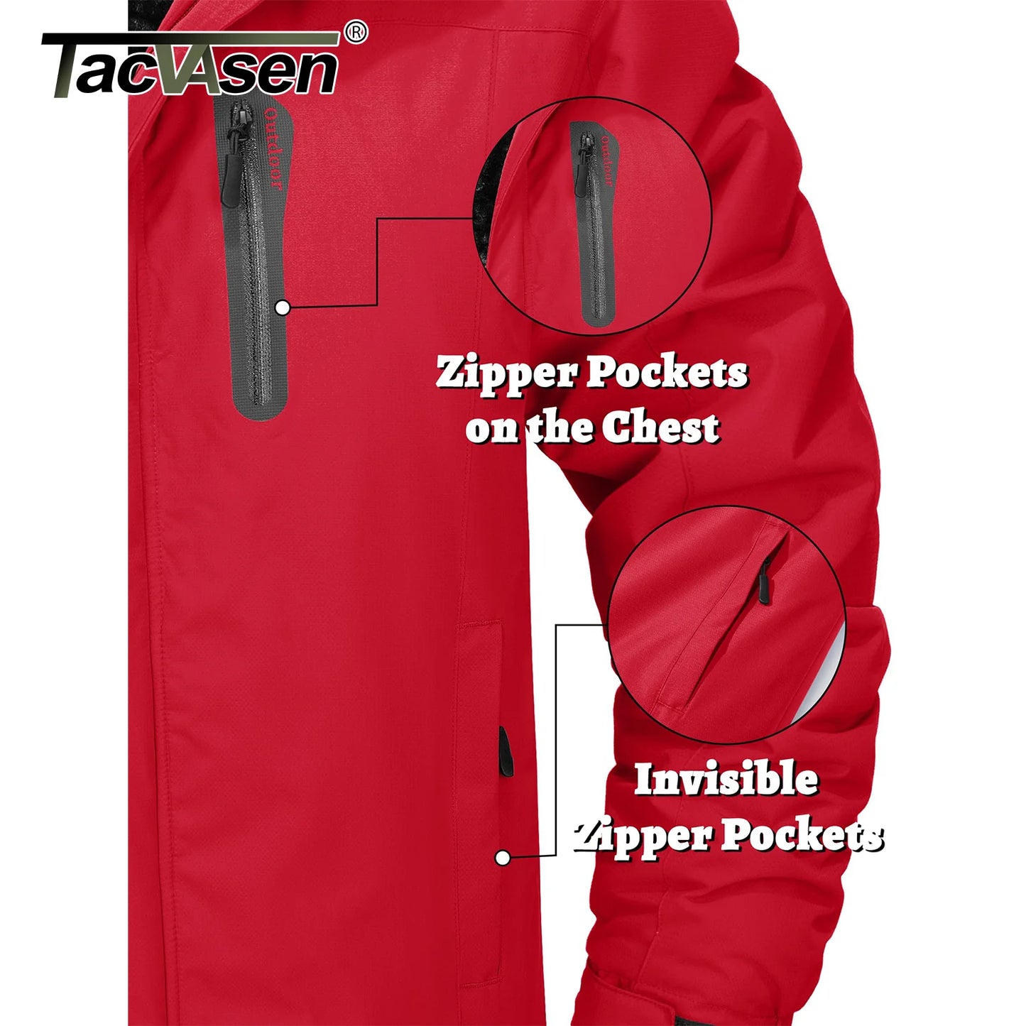 TACVASEN Winter Fleece Jacket for Men - Waterproof Hiking Skiing Outdoor Trekking Windbreaker Parka
