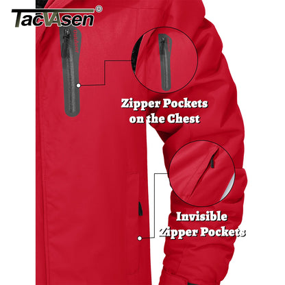 TACVASEN Winter Fleece Jacket for Men - Waterproof Hiking Skiing Outdoor Trekking Windbreaker Parka
