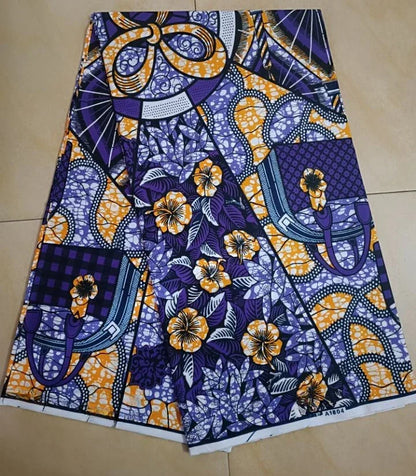 African Wax Print Fabric 6 Yards - Ghana Kente Design Ankara Kitenge Pagne