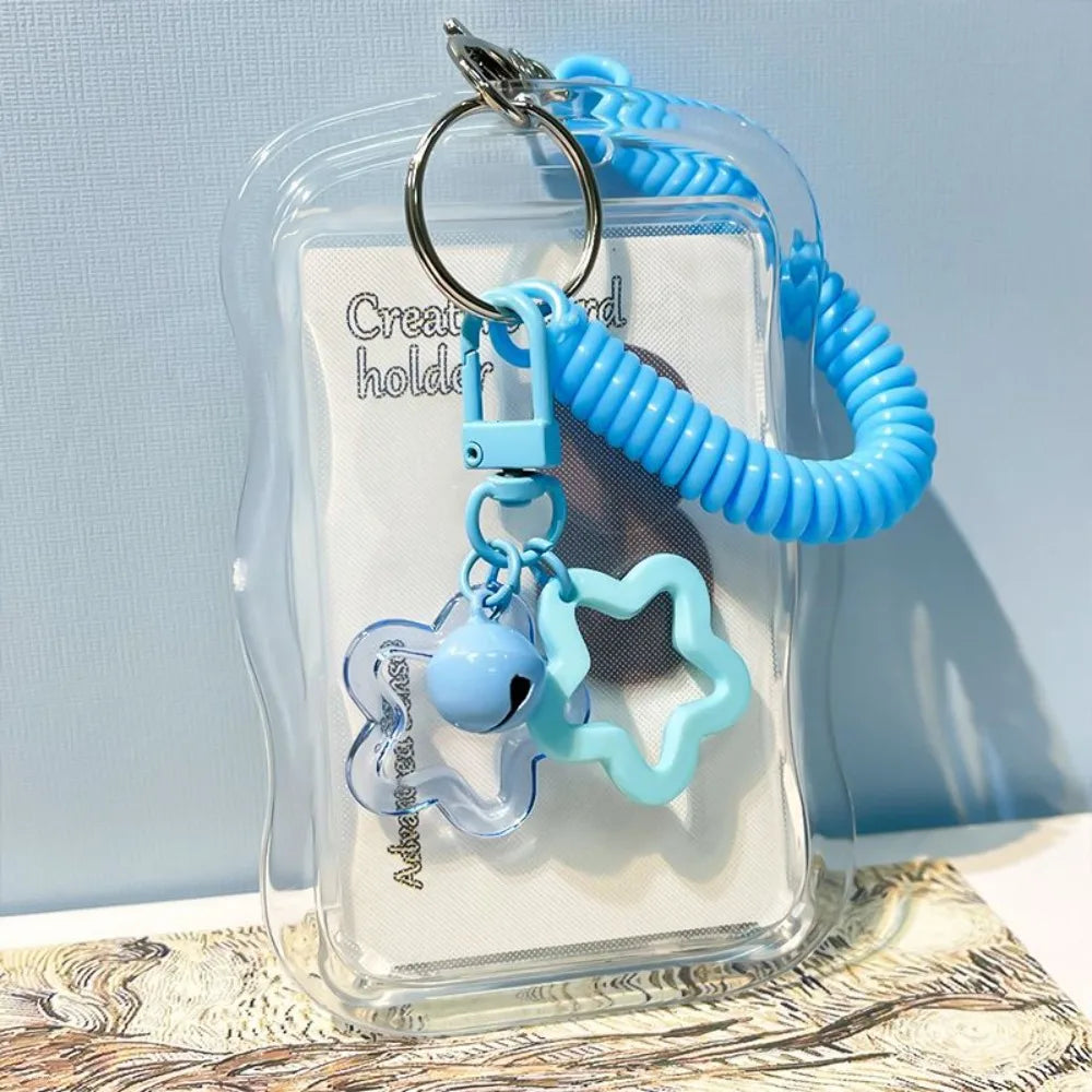 Kpop Photocard Holder - Soft Silicone Transparent Card Wallet with Star Keychain & Sliding Cover