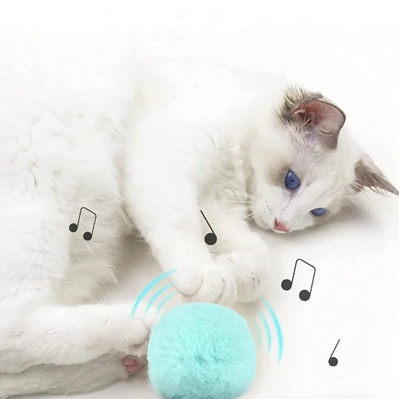 Interactive Smart Cat Toy Ball – Plush Electric Catnip Squeak Training Toy for Kittens