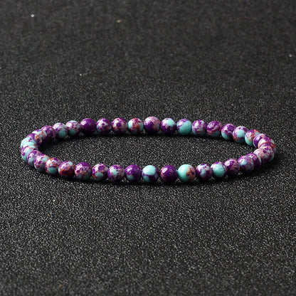 4mm Natural Stone Bead Stretch Bracelet for Men & Women – Agate Lava Handmade Reiki Crystal Jewelry