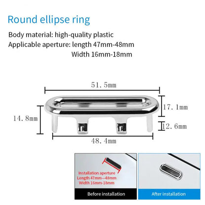 Round Ring Overflow Cover for Bath Sink – Plastic Tidy Trim for Ceramic Basin, Bathroom Sink Replacement Part