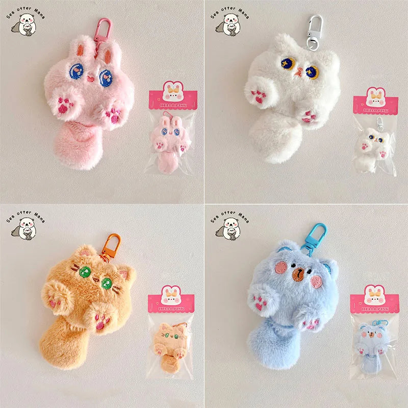 Cute Cartoon Cat Plush Keychain - Soft Stuffed Doll Pendant for Backpack Decoration and Student Gifts