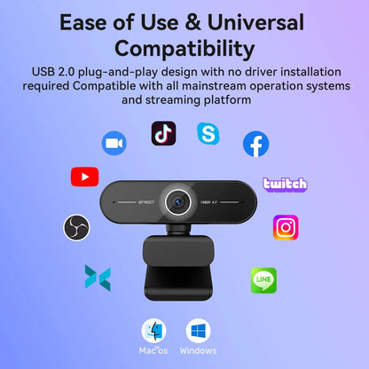 EMEET C60E Webcam | 4K/2K/1440P/1080P USB Autofocus Camera for Video Calls & Conferences
