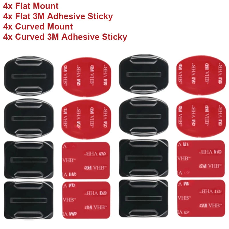 GoPro Helmet Adhesive Mount Kit – Flat & Curved 3M Sticky Mounts for GoPro Hero 5–12, Insta360 X3 & DJI Action Cameras