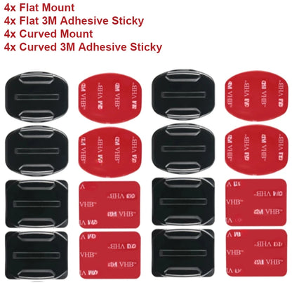 GoPro Helmet Adhesive Mount Kit – Flat & Curved 3M Sticky Mounts for GoPro Hero 5–12, Insta360 X3 & DJI Action Cameras