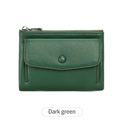 Women’s PU Leather Short Double Zipper Wallet – Simple Solid Color, Large Capacity Credit Card Holder with Coin Pocket