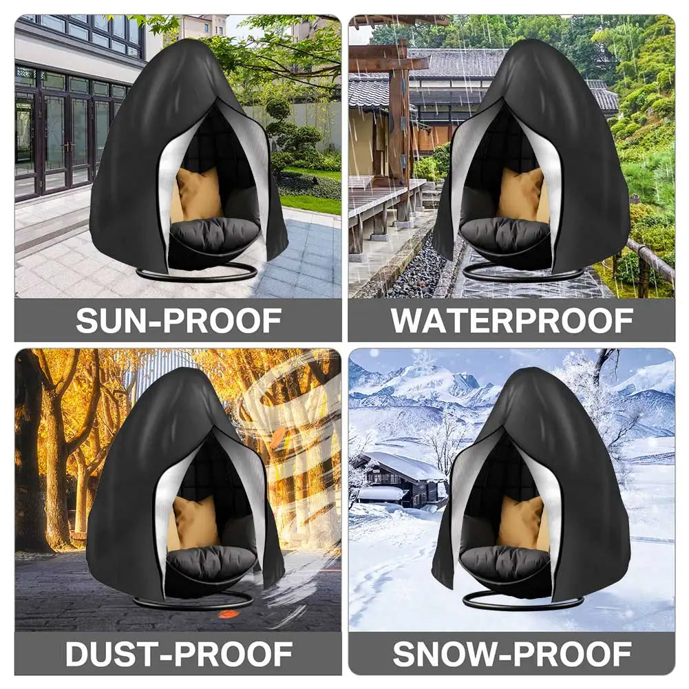 Waterproof Patio Hanging Egg Chair Cover 210D Heavy Duty – Windproof Dustproof Swing Seat Slipcover for Single & Double Garden Chairs