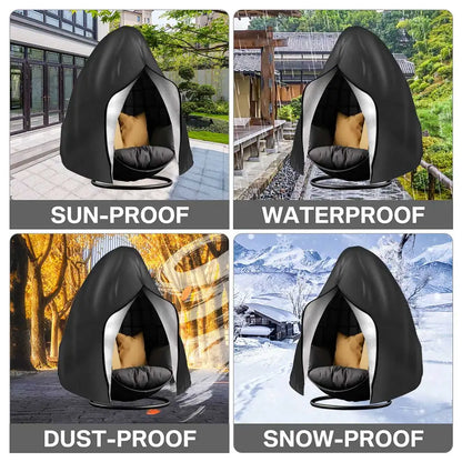 Waterproof Patio Hanging Egg Chair Cover 210D Heavy Duty – Windproof Dustproof Swing Seat Slipcover for Single & Double Garden Chairs