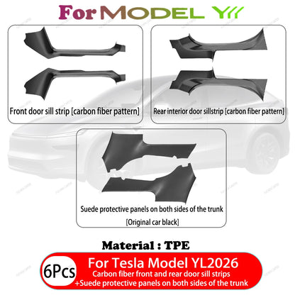 Tesla Model Y and YL Juniper 2025–2026 Door Sill Protectors – ABS Front and Rear Anti-Kick Threshold Guard Strips, Waterproof Pads