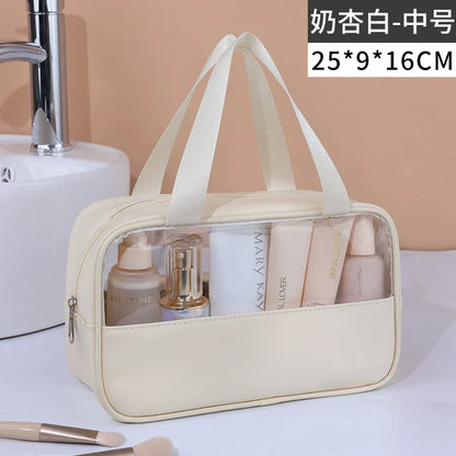 Portable Transparent Travel Cosmetic Bag for Women — Large-Capacity Waterproof Makeup & Toiletry Storage Case