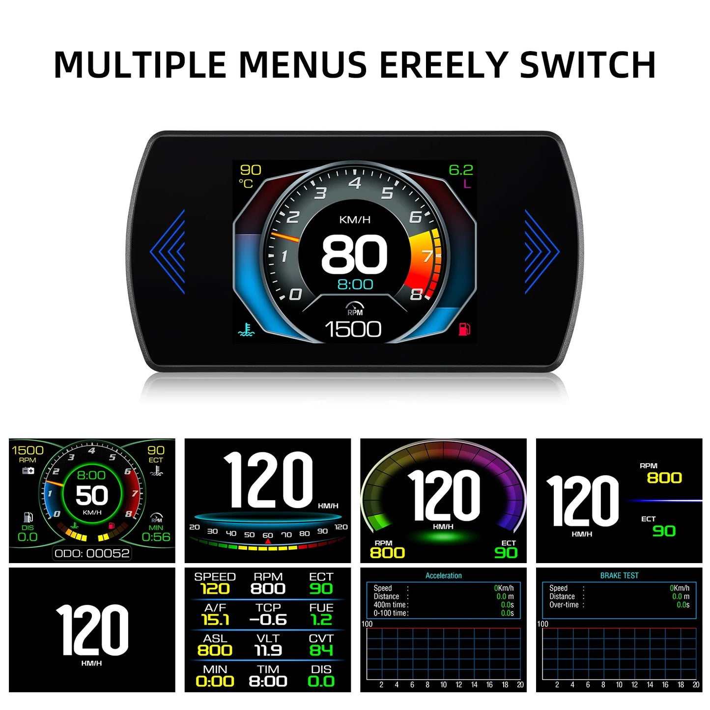 P12 Car OBD2 Head-Up Display — Dual System HUD, Smart Digital Meter for Speed, Fuel, Fault Codes & Driving Data