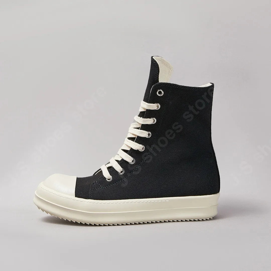 Classic Black Canvas Shoes - Ricks Brand High Top Sneakers for Men & Women, Luxury Lace-Up Casual Boots