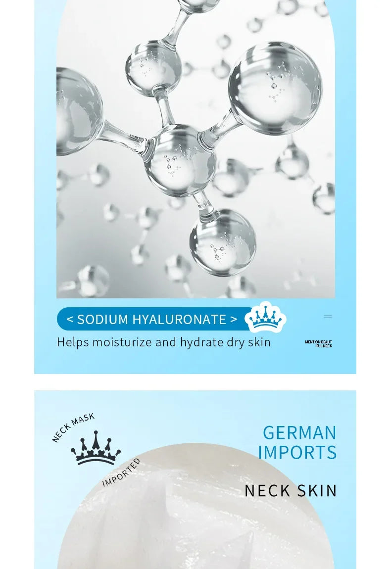 10pcs SADOER Hyaluronic Acid Neck Masks – Collagen Firming & Moisturizing Skincare for Neck