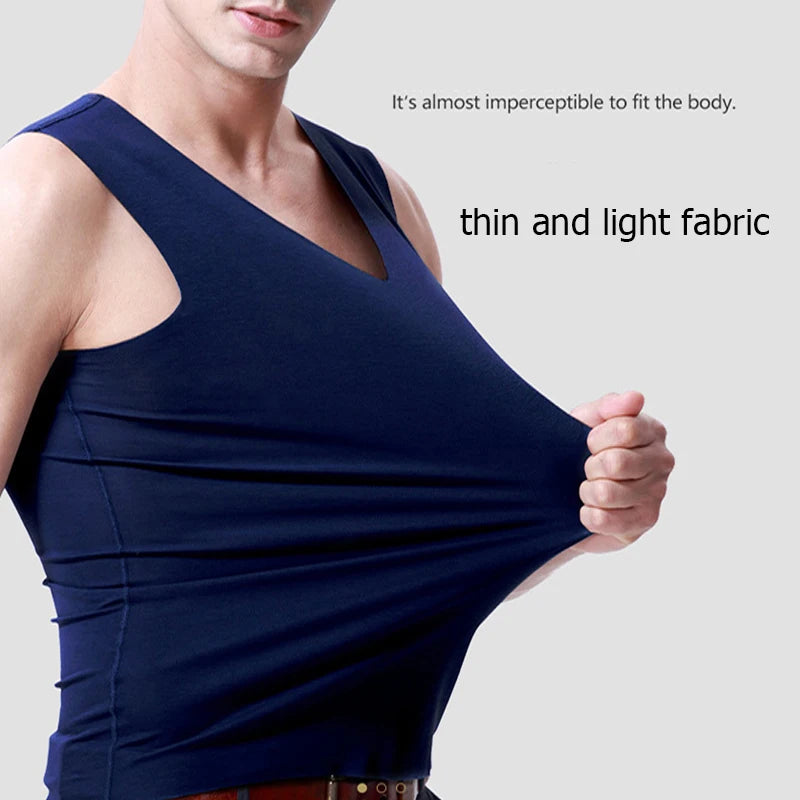 Men’s Silk Seamless Tank Top – Sleeveless Sport Vest Casual Gym Undershirt for Summer Comfort Wear
