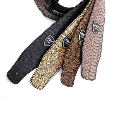 Vintage 2.5 Inch Guitar Strap - Adjustable Soft Embroidered Belt for Classical & Bass Guitars, Music Accessories