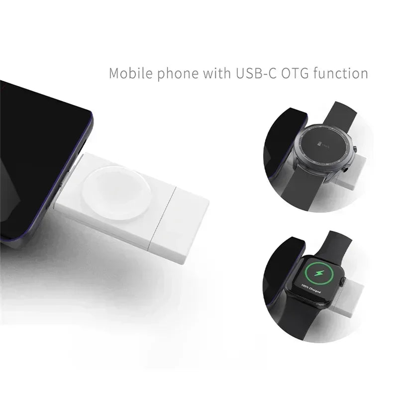 Magnetic Wireless Watch Charger USB-C — Fast Charging for Apple Watch 9/8/7/6/5/4/SE & Samsung Galaxy Watch 7/6/5/4 Active 1/2
