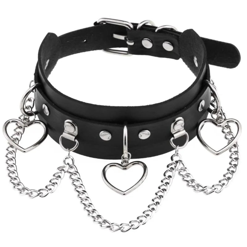 Harajuku Gothic Spike Rivet Star Choker Necklace – Black Bowknot PU Lace Leather Y2K Hip Hop Rock Jewelry for Girls