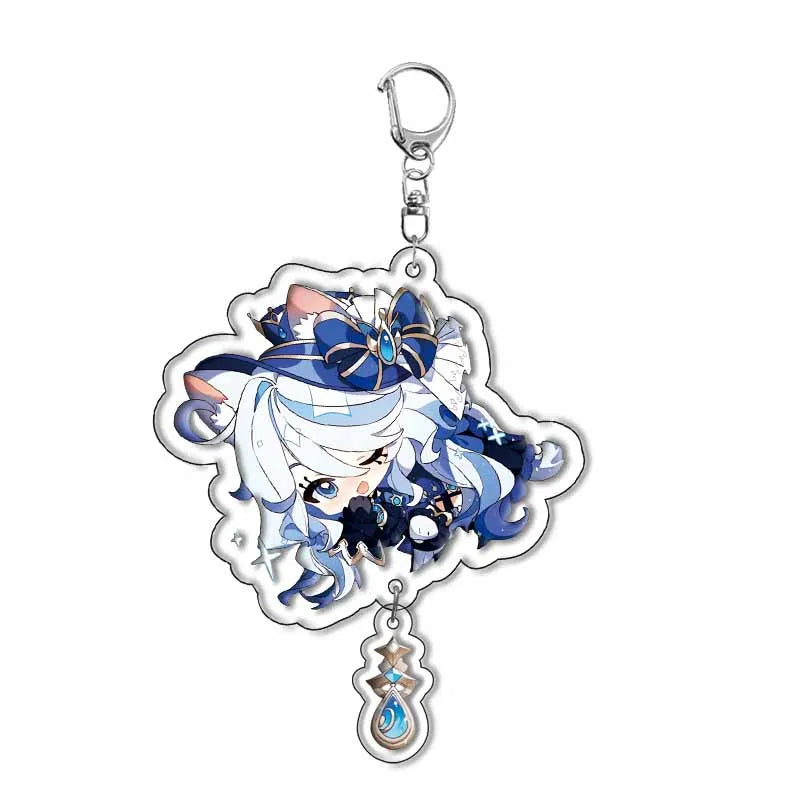 Genshin Impact Anime Keychain – Fontaine & Natlan Characters Sigewinne, Charlotte, Navia, Neuvillette & Clorinde Freminet