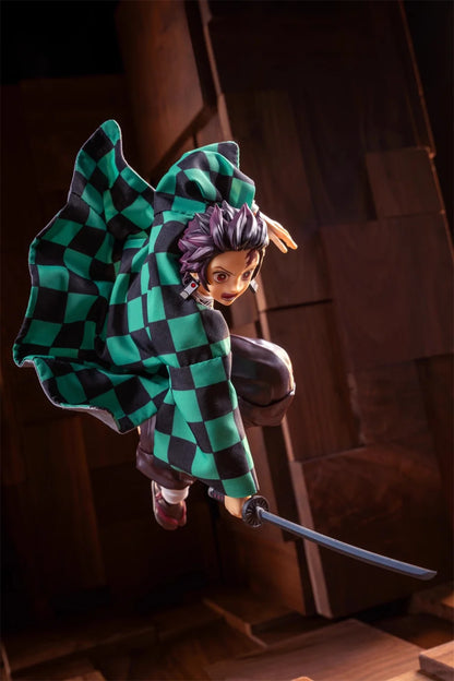 1/12 Scale Demon Slayer Action Figure – Tomioka Giyuu & Kamado Tanjirou with Grid Cloak Kimono for 6" Body Models