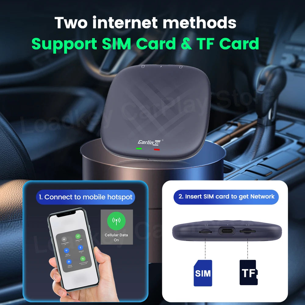 Carlinkit CarPlay AI TV Box Plus — Android 13, 8+128GB, 8-Core QCM6656125, Wireless CarPlay & Android Auto with YouTube, Netflix, 4G LTE