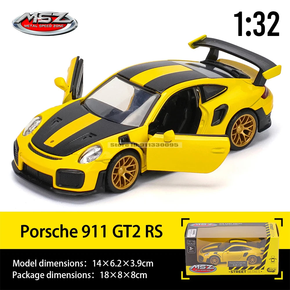 MSZ 1:32 Die-Cast Car Model — Porsche 911 GT3 RS, Audi, BMW & Nissan Alloy Toy Collectible, Decorative Gift for Kids & Adults