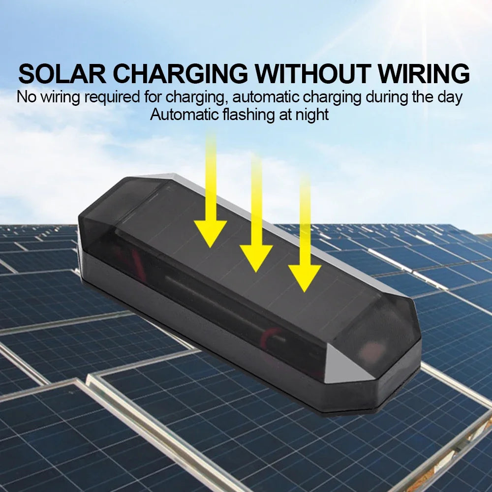 Car Mini LED Solar Warning Light - Wireless Anti-Theft Dummy Alarm Strobe Security Lamp