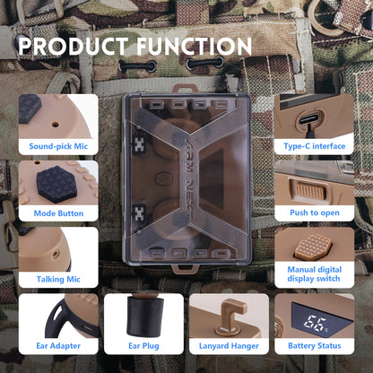 ARM NEXT E30 Tactical Bluetooth Headset – Electronic Noise-Cancelling Earplugs NRR27dB for Shooting