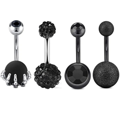 4PC Claw Belly Button Piercing Set – Surgical Steel Crystal Bee Navel Rings, Bulk CZ Belly Ring Pack for Women