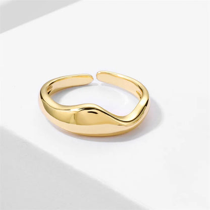 Gold & Silver Irregular Wave Ring — Handmade Geometric Adjustable Jewelry for Women