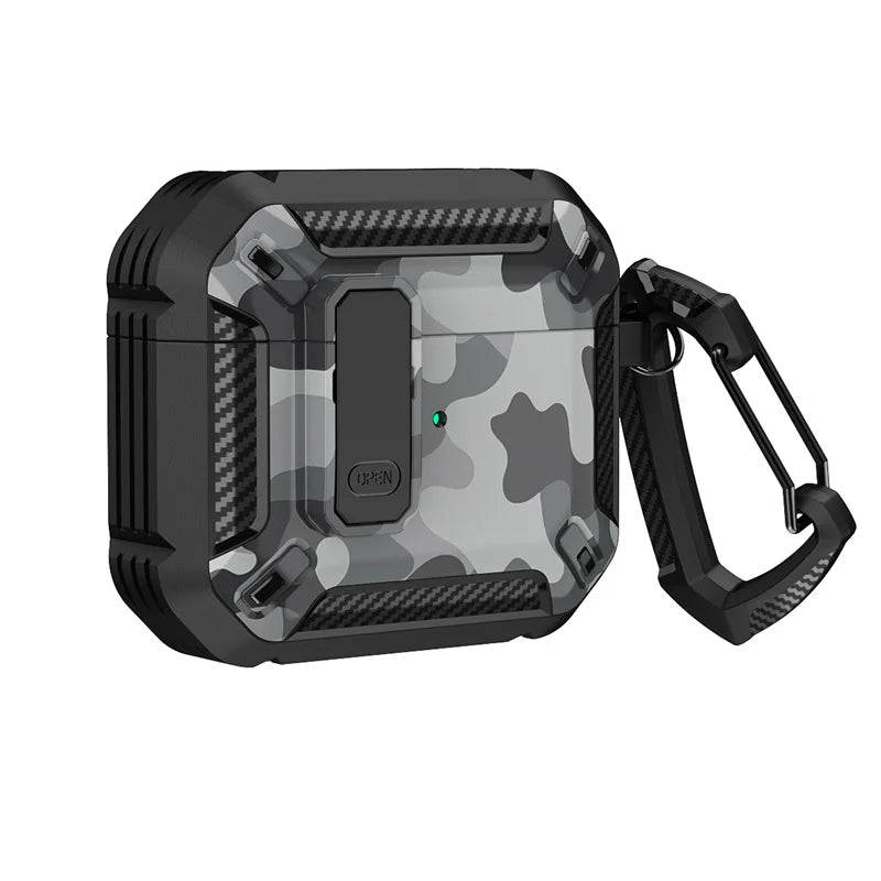 Carbon Fiber AirPods Case for Pro 1/2 & AirPods 3 – Shockproof Headset Cover with Switch Design for Men