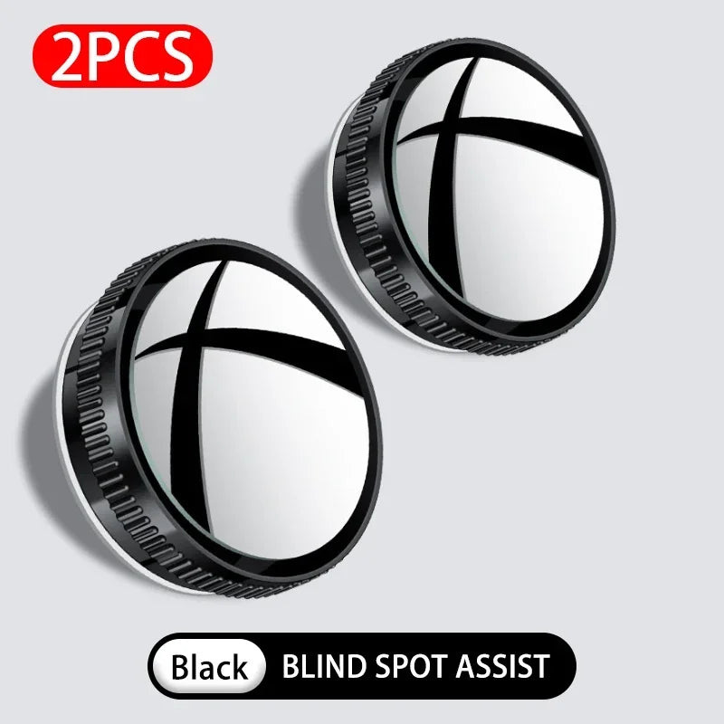 SEAMETAL 2PCS Wide-Angle Blind Spot Mirrors — 360° Adjustable HD Suction Cup Round Car Auxiliary Rearview Mirrors