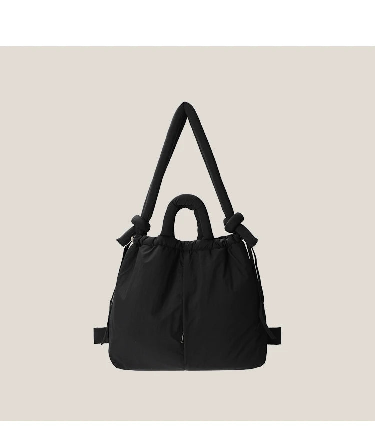 2023 Casual Nylon Padded Tote Bag – Soft Puffer Shoulder & Crossbody Handbag for Women, Large Capacity Vintage Design