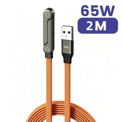 240W USB-C Fast Charging Cable - 2-in-1 Foldable Desktop Stand Data Cable for iPhone 17/16 & Samsung