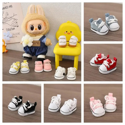 17cm LABUBU Cotton Doll Shoes - Casual Sports Footwear for Dolls, Accessories for Labubu Outfits (Only shoes)