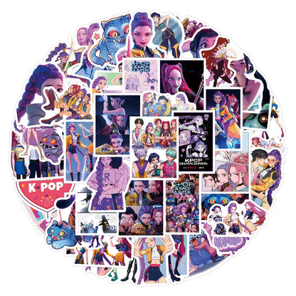 55Pcs Anime KPop Demon Hunters Stickers — Waterproof DIY Scrapbooking Decals for Phone, Luggage, Skateboard
