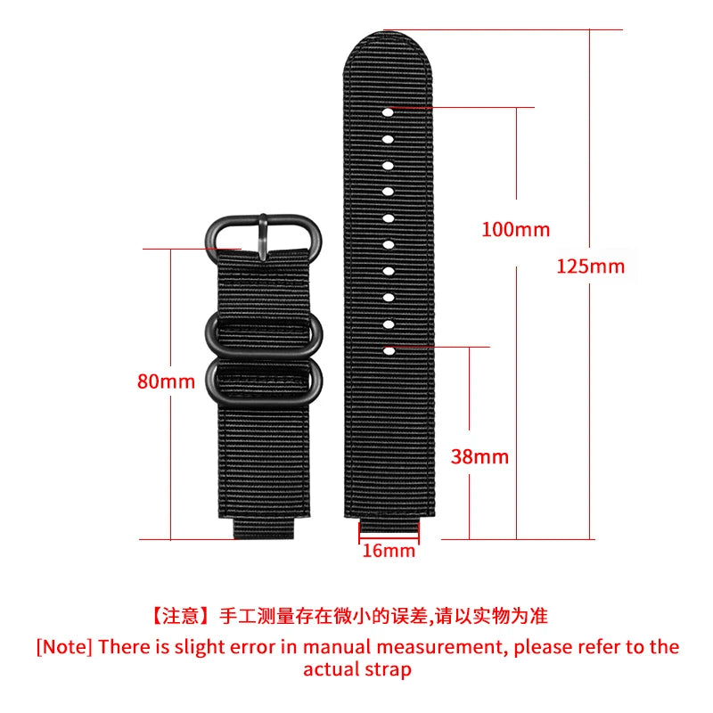 16mm Premium Nylon Canvas Watch Strap for Casio DW-5600 DW-5610 GW-B5600 - Convex Interface Replacement Wristband