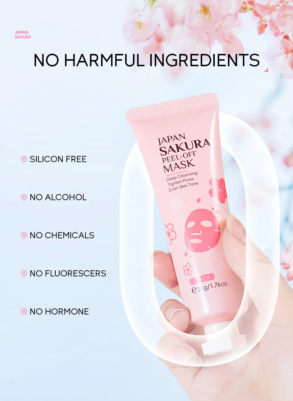 LAIKOU 24K Gold Sakura Peel-Off Face Mask – Anti-Wrinkle, Whitening & Blackhead Removal Skincare