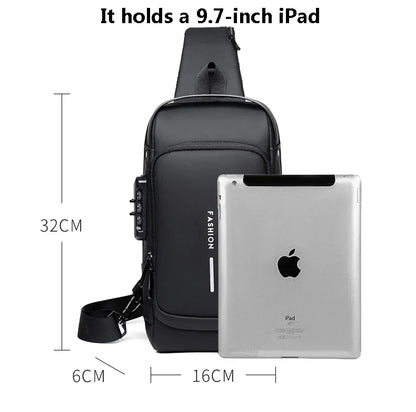 Designer Multifunction Anti-Theft USB Shoulder Bag – Travel Crossbody Messenger Sling Chest Bag for Men, Luxury Brand