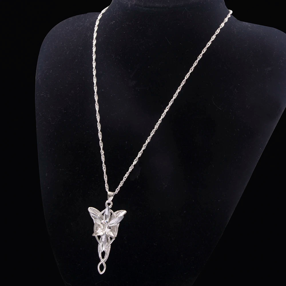Lord of the Rings Arwen Evenstar Necklace – Elf Princess Crystal Pendant Choker Jewelry Gift for Women