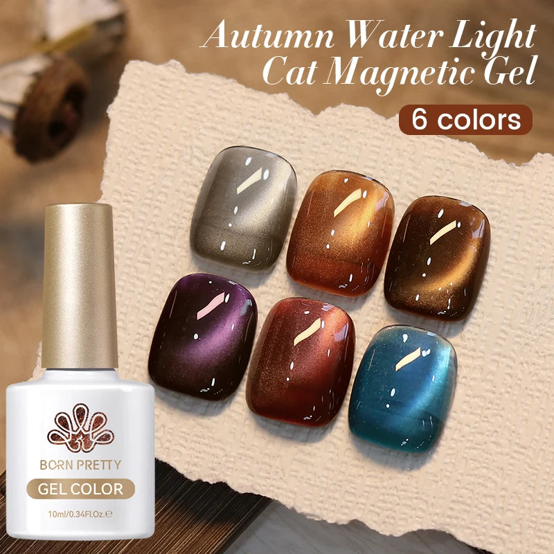 BORN PRETTY Cat Magnetic Gel Nail Polish 117 Colors 10ml Full Coverage Semi-Permanent Soak-Off Nail Varnish for Salon Manicure Glitter Cat Eye Nails