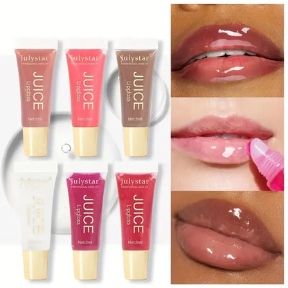 Watery Crystal Clear Jelly Lip Oil – Moisturizing Lip Balm & Gloss with Smoothing Effect, Fruit-Scented Glass Pout