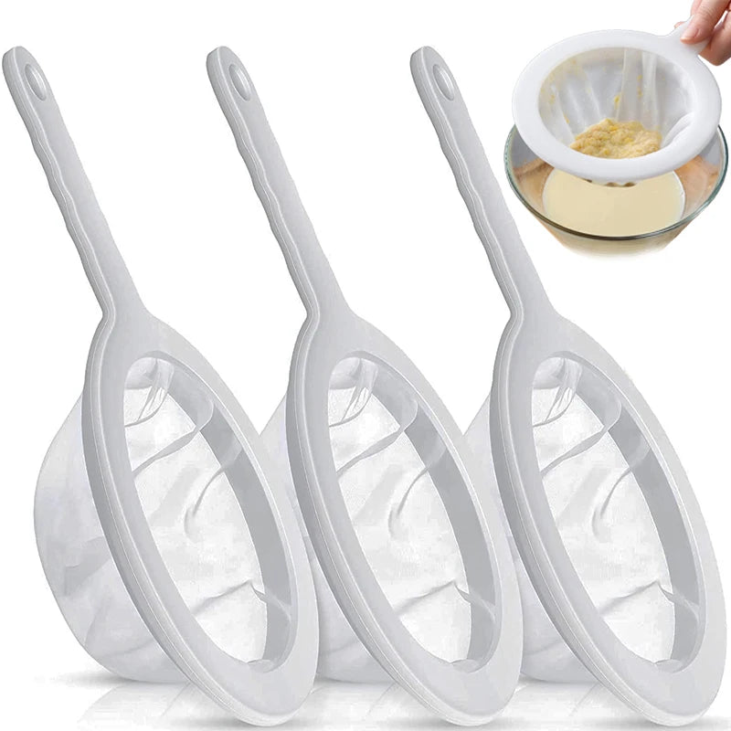 Ultra Fine Mesh Strainer Spoon – 100/200/400 Mesh Washable Nylon Filter Sieve for Soy Milk, Juice, Coffee & Tea Kitchen Colander Tool